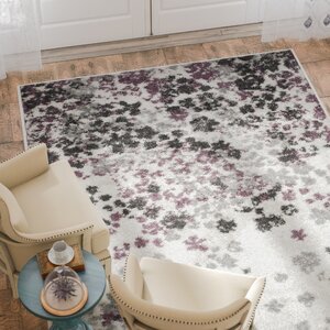 Ales Ivory/Gray/Purple Area Rug