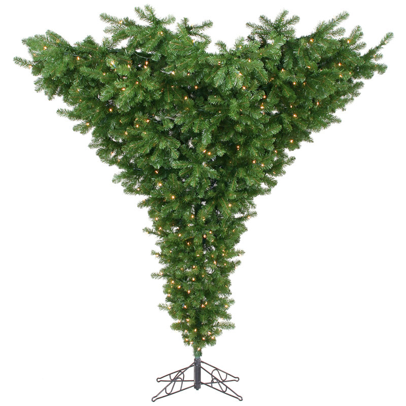Vickerman Upside Down 9 Unlit Green Artificial Christmas Tree With Upside Down 9 Unlit Green Artificial Christmas Tree With Stand