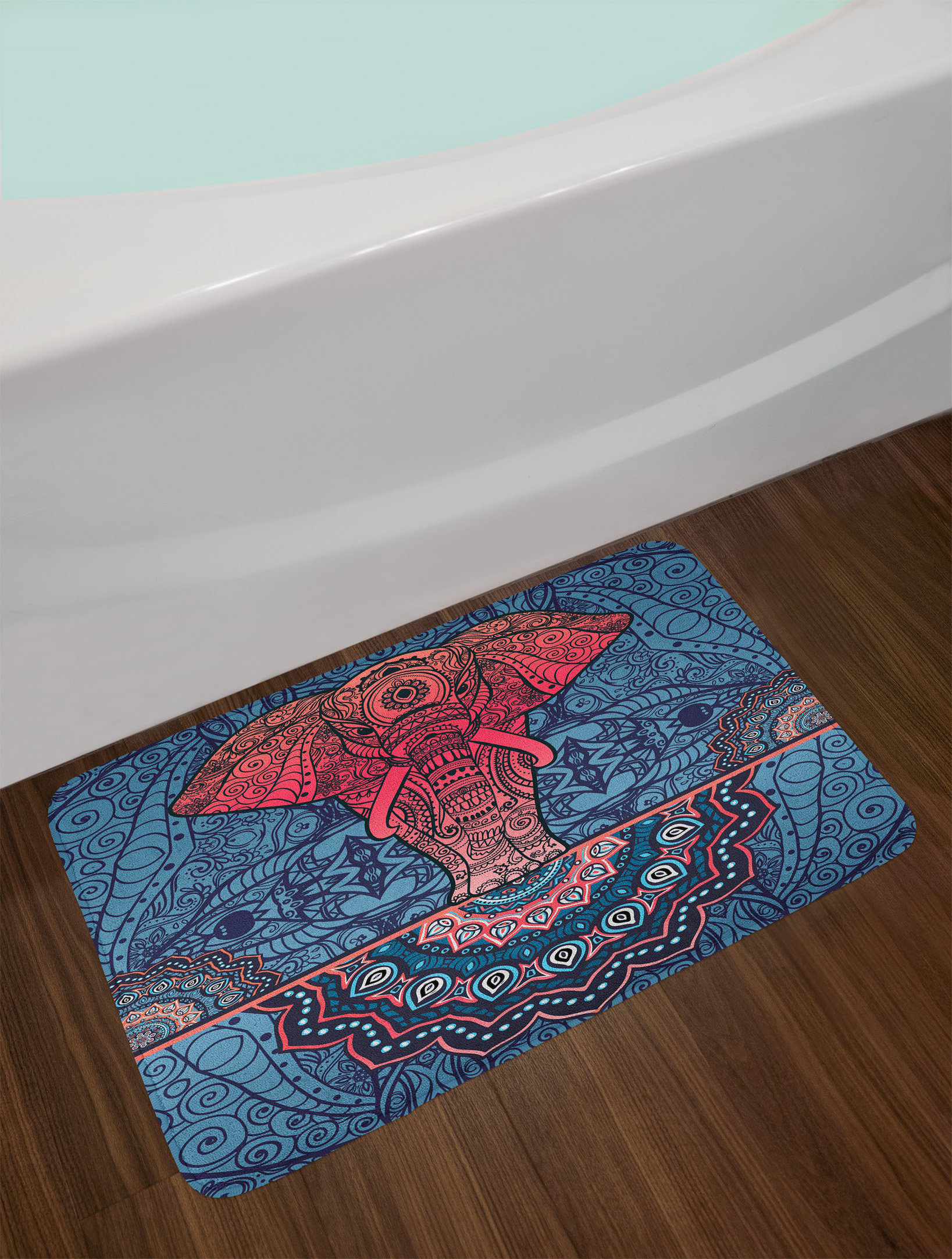 East Urban Home Ornamental Pink Blue Ethnic Bath Rug Wayfair