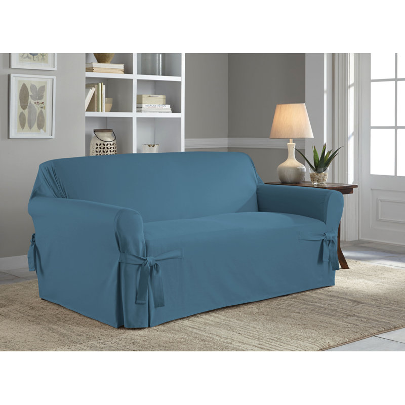 Serta Cotton Duck Box Cushion Loveseat Slipcover & Reviews Wayfair