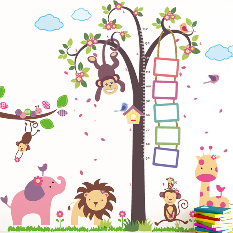 Walplus Nursery Monkey Height Measure And Huge Elephant Animals Wall Nursery Monkey Height Measure And Huge Elephant Animals Wall Decal