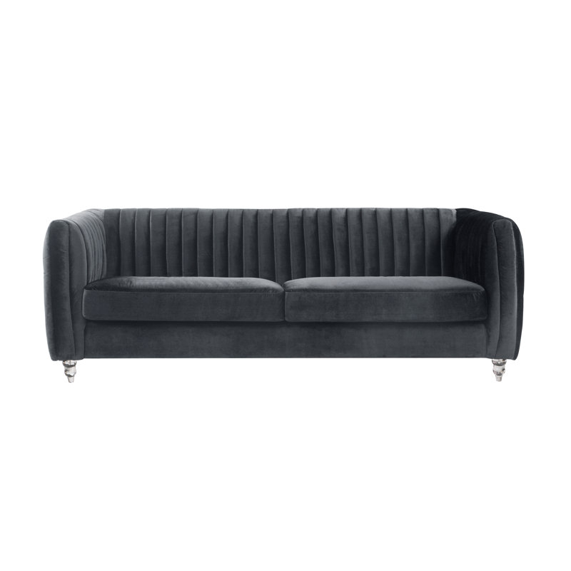 Kolby Velvet Channel Quilted Turned Leg Sofa & Reviews AllModern