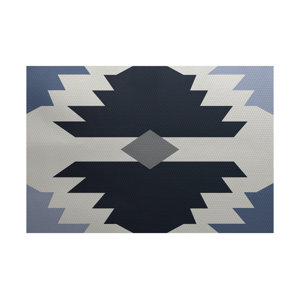 Foley Geometric Print Navy Blue Indoor/Outdoor Area Rug