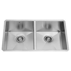 Alma 32 inch Undermount 50/50 Double Bowl 16 Gauge Stainless Steel Kitchen Sink