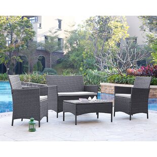 Alfred 4 Seater Rattan Effect Sofa Set with Cushions