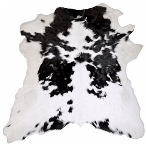 Designer Cowhides Black and White Calf Skin Area Rug