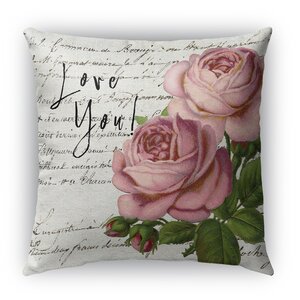 Love You Burlap Indoor/Outdoor Throw Pillow