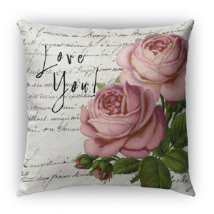 Love You Burlap Indoor/Outdoor Throw Pillow