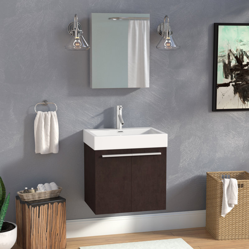 Brayden Studio Frausto 23 Wall Mounted Single Bathroom Vanity Set Frausto 23 Wall Mounted Single Bathroom Vanity Set With Mirror