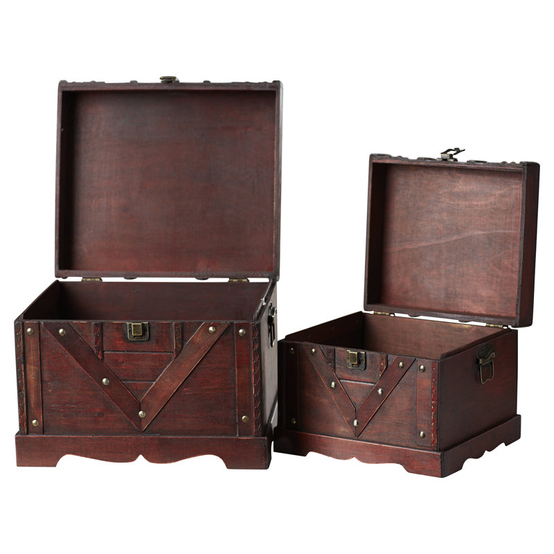 Alcott Hill Decorative Treasure Chest in Antique Cherry & Reviews Wayfair