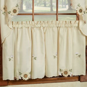 Sunflower Embroidered Kitchen Tier Curtain (Set of 2)