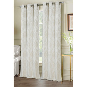 Thorpe Window Damask Room Darkening Grommet Curtain Panels (Set of 2)