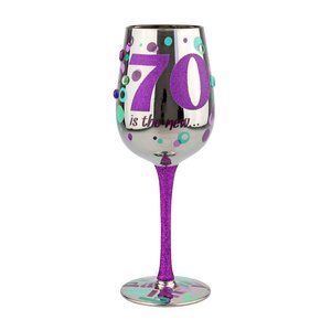 70th Birthday Wine Glass