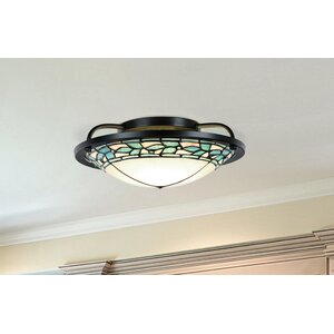 Green Leaves 1-Light Semi Flush Mount