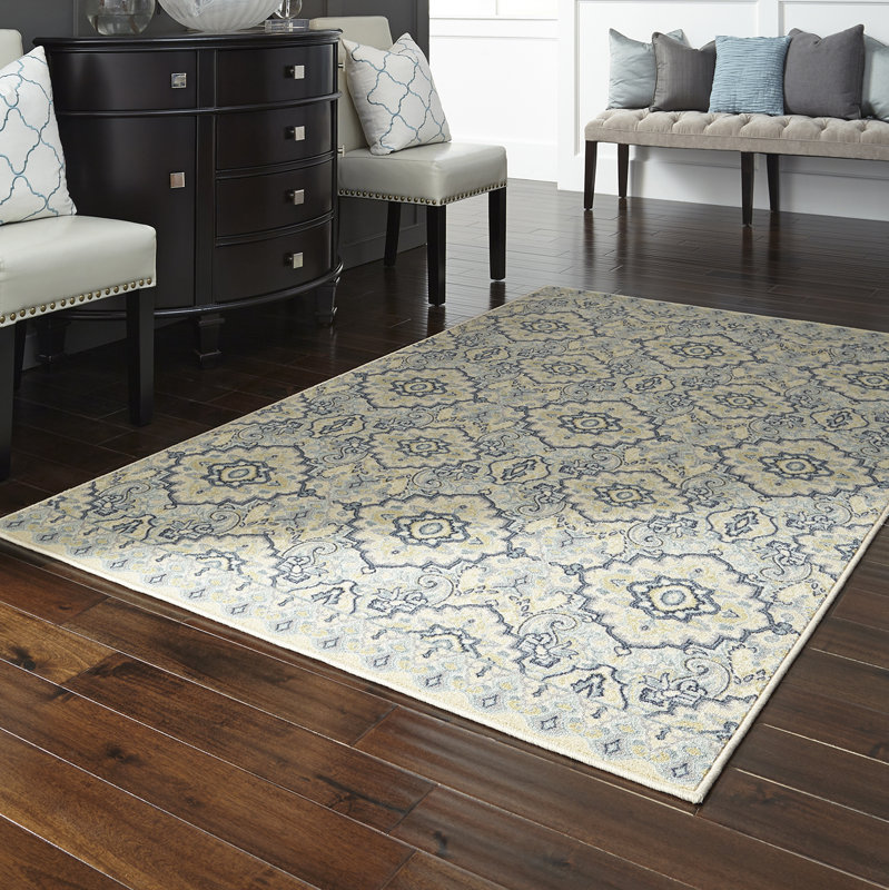 Charlton Home Montville Santa Ana Blue/Cream Area Rug & Reviews Wayfair.ca