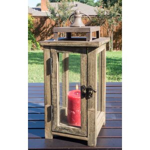 Rustic Pillar Wood Lantern
