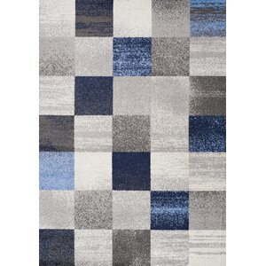 Benn Patchwork Gray/Blue Area Rug