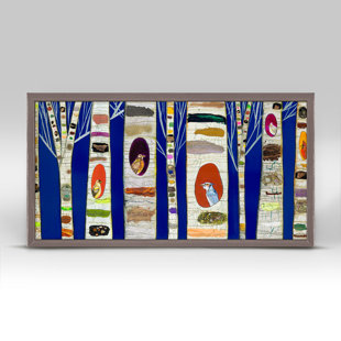 Cobalt Blue Wall Art Wayfair Birch Tree With Wild Birds On Cobalt Blue Background Framed Print Canvas