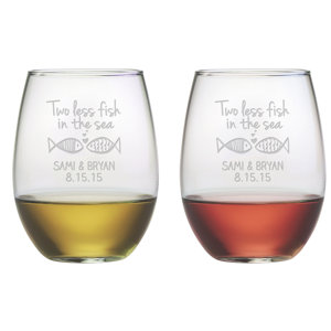 Two Less Fish Stemless Wine Glass (Set of 2)