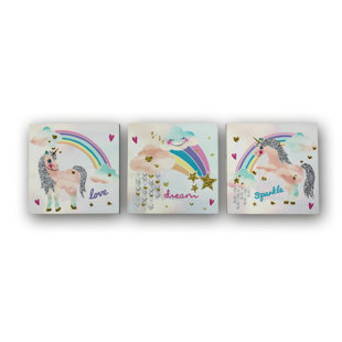 Kids Children S Wall Art Nursery Stickers You Ll Love Wayfair 3 Piece Unicorn Canvas Art Set