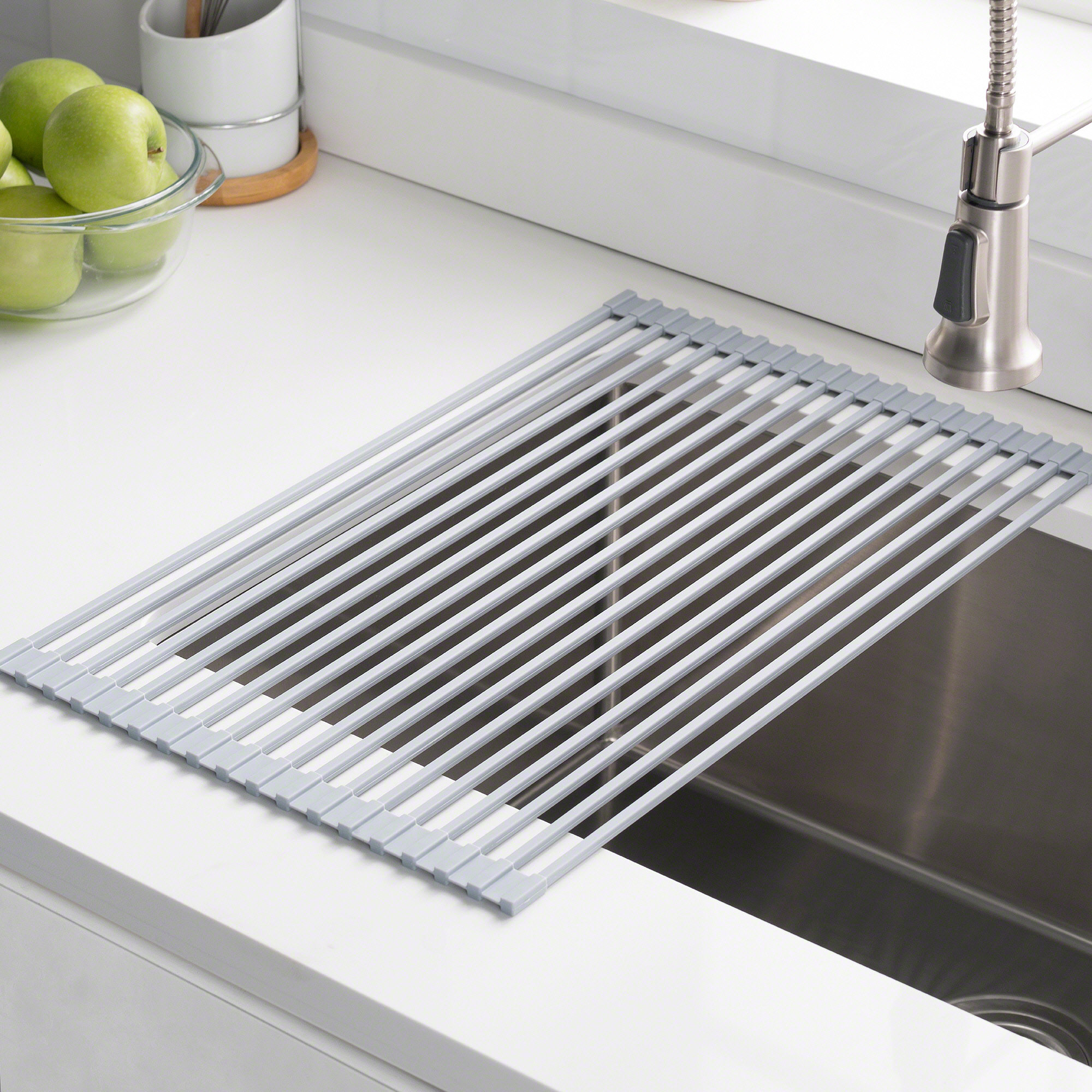 Krm 10grey Kraus Silicone Coated Stainless Steel Over The Sink Krm 10grey Kraus Silicone Coated Stainless Steel Over The Sink Multipurpose Roll Up Dish Rack Reviews Wayfair