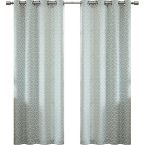 Lacerta Geometric Semi-Sheer Grommet Curtain Panels (Set of 2)