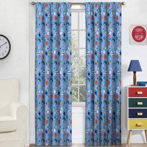 Lou-Ann Kids Graphic Print & Text Blackout Thermal Rod Pocket Single Curtain Panel