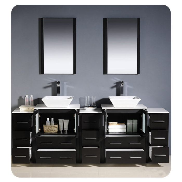 Fresca Torino 84" Double Modern Bathroom Vanity Set with Mirror