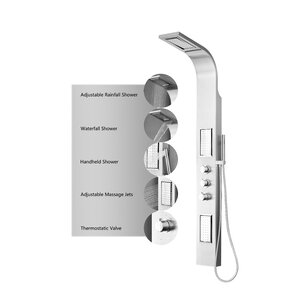 Stainless Steel Massage Tower Shower Panel System Thermostatic
