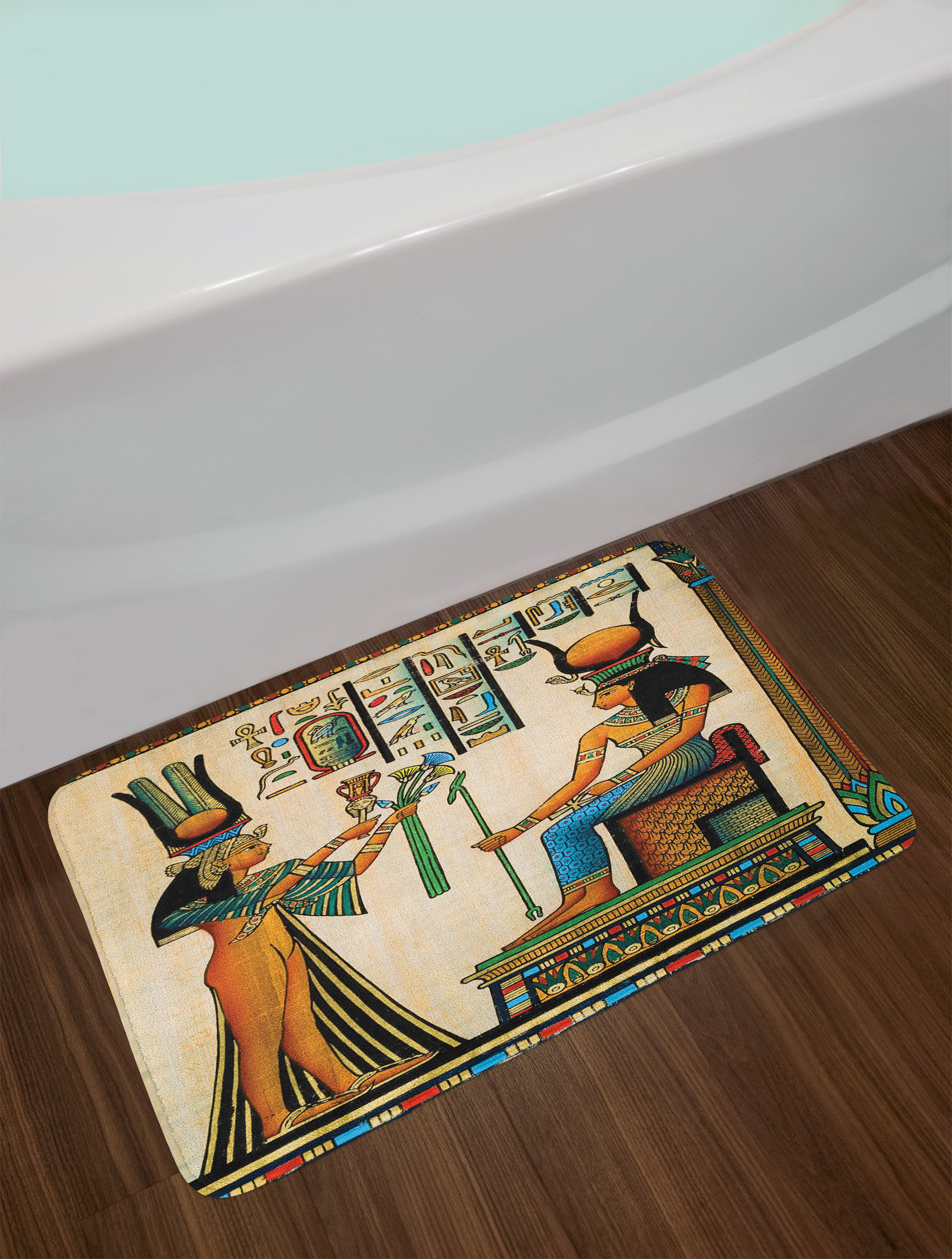 Old Egyptian Papyrus Queen Nefertari Empire Artwork Print Shower Curtain Set