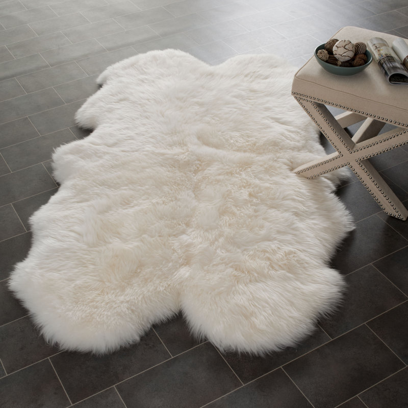 Allison HandWoven Faux Sheepskin White Area Rug & Reviews Joss & Main