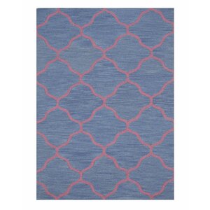 Moroccan Wool Traditional Trellis Hand-Tufted Blue Area Rug