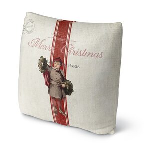 LeighAnn Christmas Boy Outdoor Throw Pillow