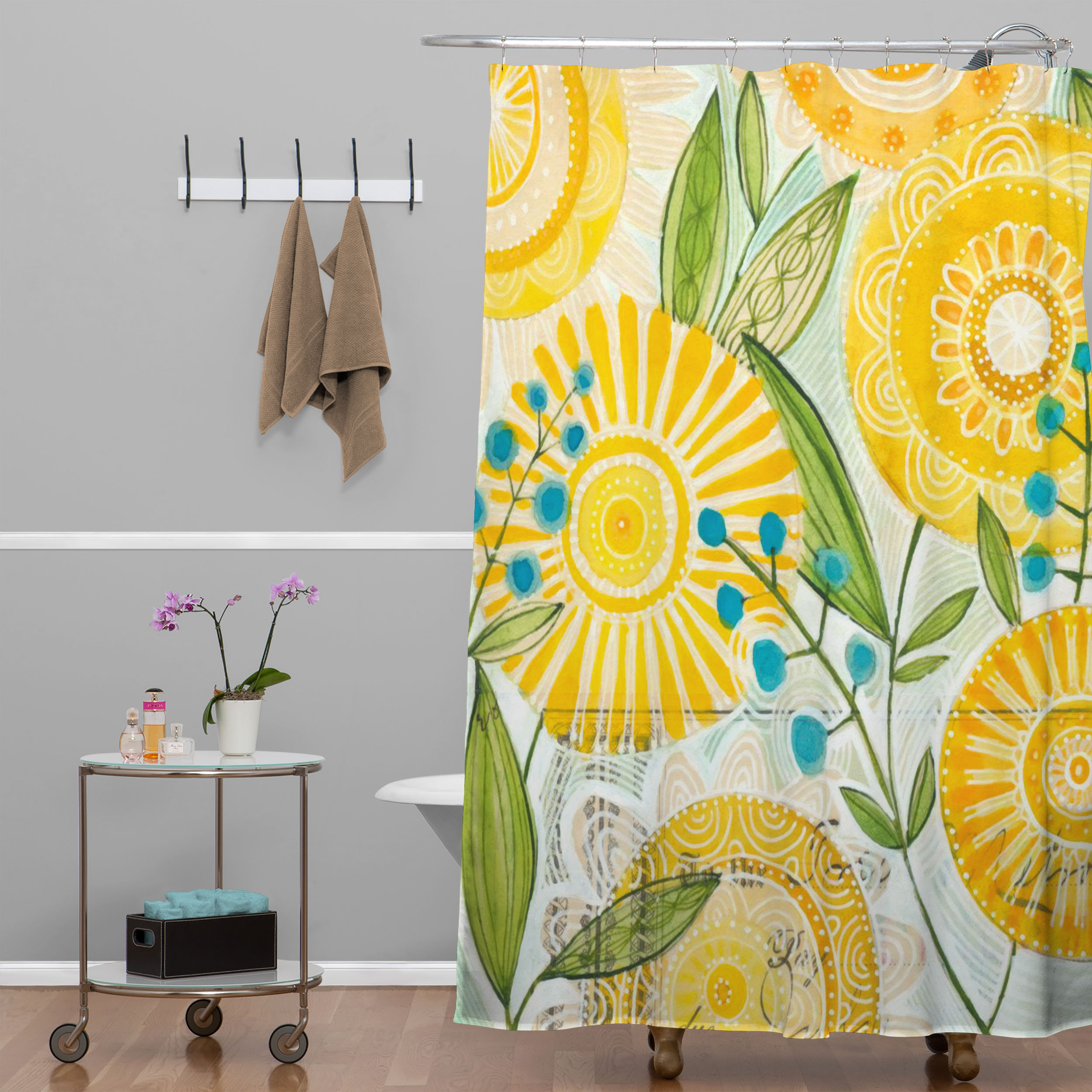 Cori Dantini Sun Burst Flowers Shower Curtain Cori Dantini Sun Burst Flowers Shower Curtain