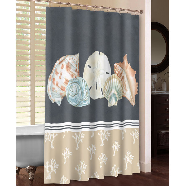 Lauralhome Shells On Slate Shower Curtain Wayfair