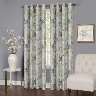 Genevrier Lined Nature Floral Room Darkening Thermal Single Curtain Panel