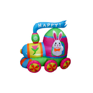 Easter Inflatable Bunny with Bow Tie on Train Decoration