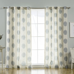 Carney Medallion Geometric Sheer Grommet Curtain Panels (Set of 2)