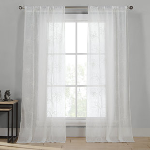 Bay Window Sheer Curtains Wayfair Harford Nature Fl Semi Sheer Thermal Curtain Panels Set Of 2