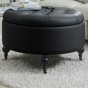 Mona Hidden Storage Leather Ottoman by..