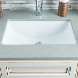 Ceramic Bowl Rectangular Undermount Bathroom Sink with Overflow