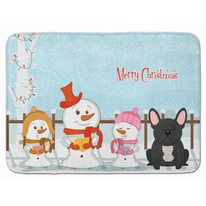 Merry Christmas French Bulldog Brindle Memory Foam Bath Rug
