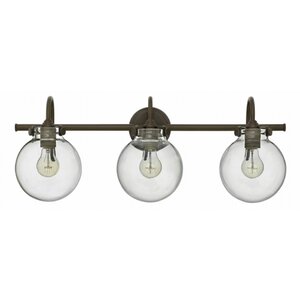 Bunnell Traditional 3-Light Vanity Light with Hand Blown Glass Shade