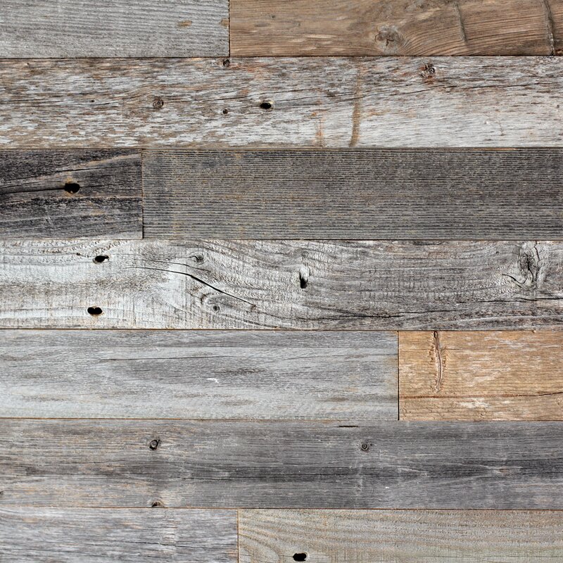 barnwood peel stick reclaimed paneling gray brown mixed wood plank flooring floor wayfair improvement