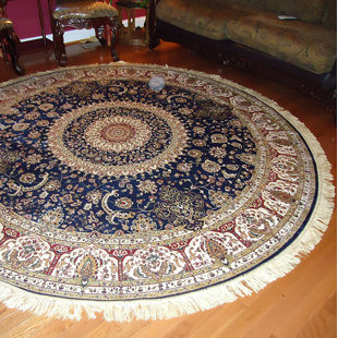Washable Laundry Room Rugs Wayfair Shanelle Living Room Hand Knotted Silk Navy Area Rug