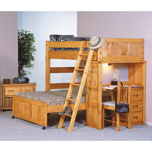 Aloway Twin Over Full Loft Bed with Desk End