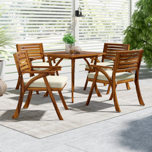 Patio Dining Sets You Ll Love Wayfair Ajax 5 Piece Dining Set With Cushions