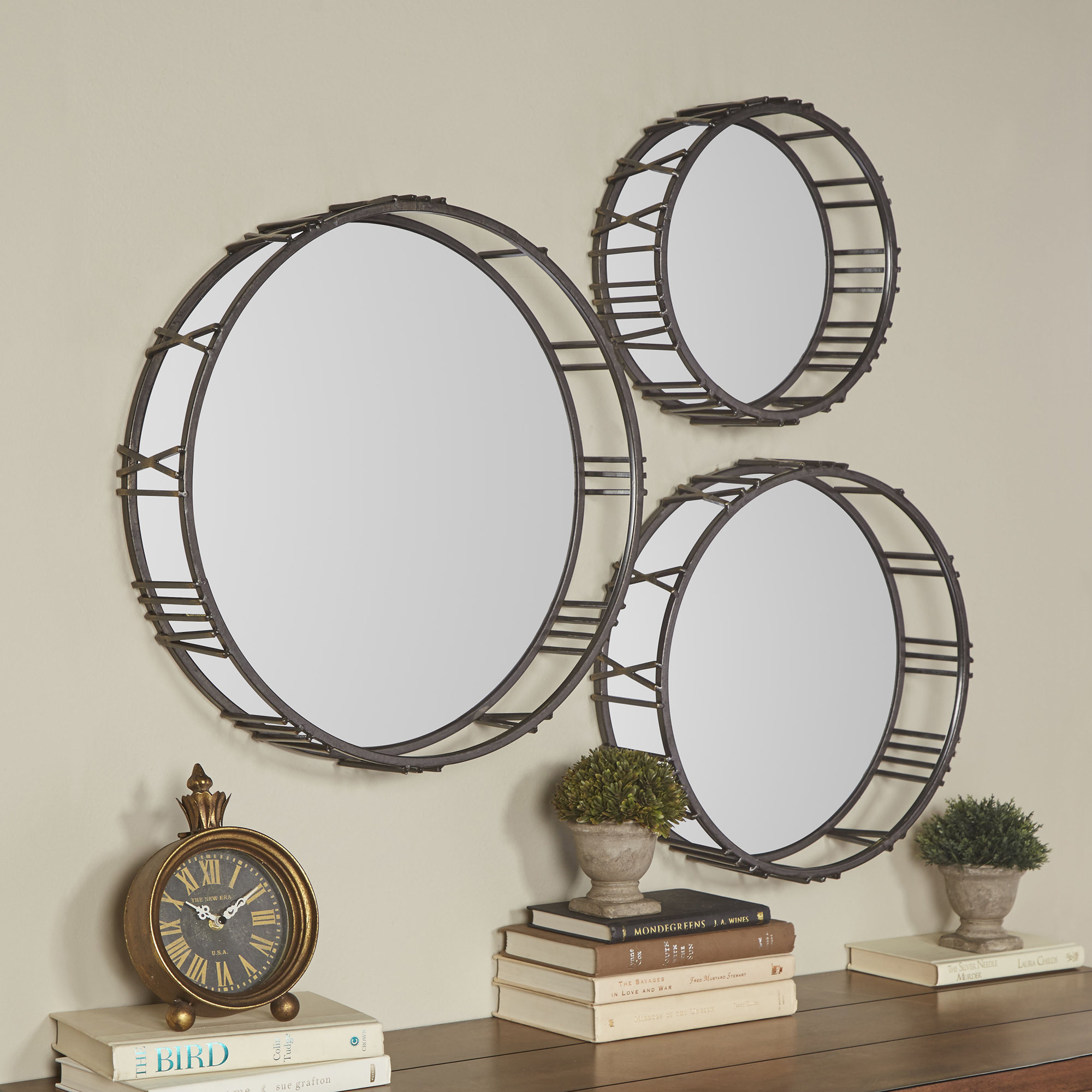3 Piece Roman Time Mirror Wall Décor Set Birch Lane