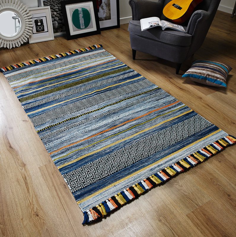 World Menagerie Leiva HandWoven Blue Rug & Reviews Wayfair.co.uk