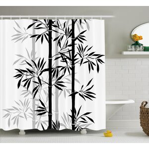 Basil Bamboo Tree Leaves Zen Shower Curtain